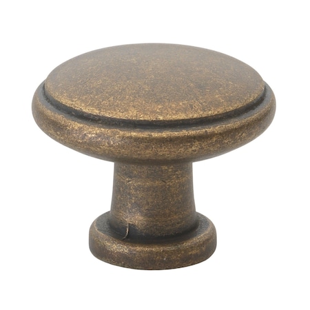 Gliderite Hardware 1-1/8 in. Antique Brass Round Classic Cabinet Knob, 10PK 5096-AB-10